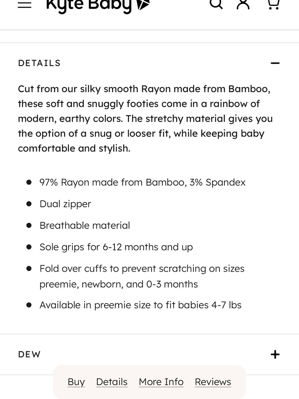 Kyte Baby Zipper Footed One-Piece Pajamas - Picture 4 of 6